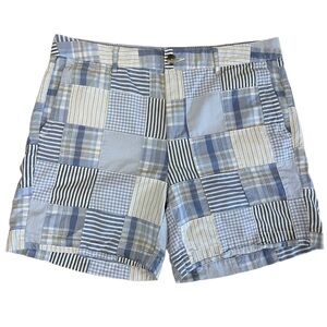 L.L. Bean Patchwork Plaid Blue and White Women’s Shorts